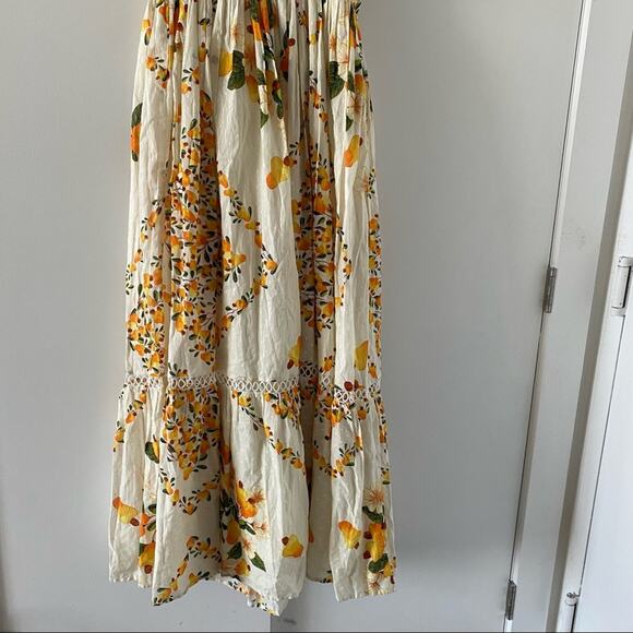 Farm Rio Cashew Ruffle Crossback Boho Maxi Floral Dress Long Summer Cotton - Picture 6 of 9